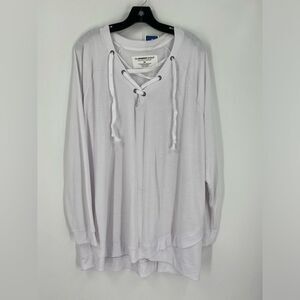 The Sweatshirt Project White Lace-Up Top Long Sleeve White size 3X